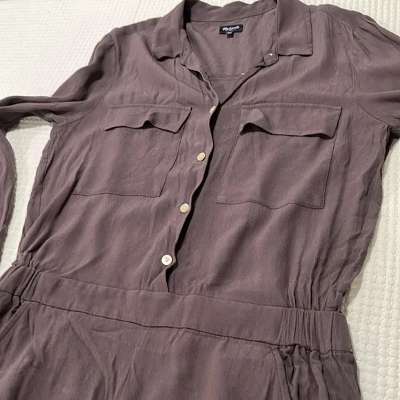 Madewell Jumpsuit Pull On Long Sleeve Button Down Viscous Brown M Casual
